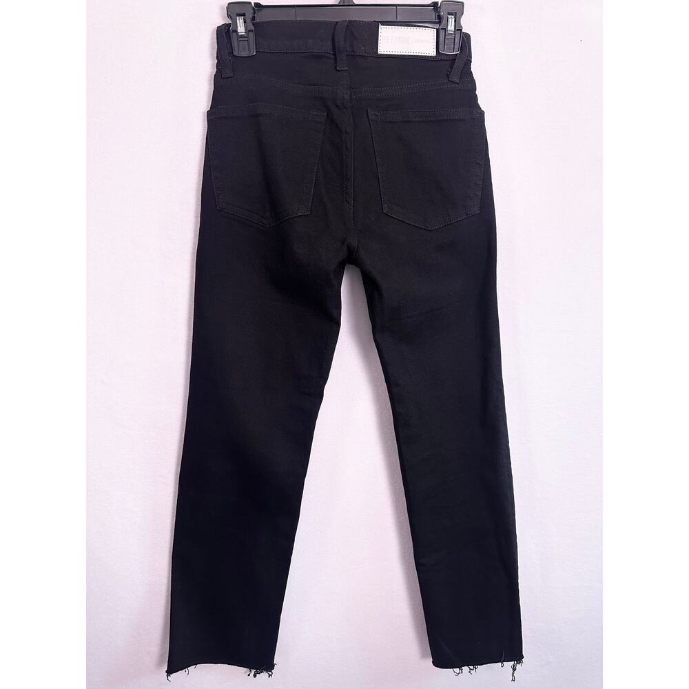 RE/DONE Originals 70s Straight Leg Jet Black Raw Hem Jeans Size 25 High Rise - Picture 3 of 14